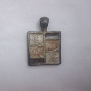 Modern Gray and Tan Geometric Necklace